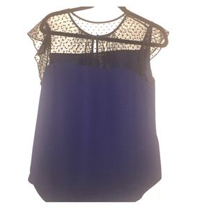 J. Crew navy blue with lace blouse